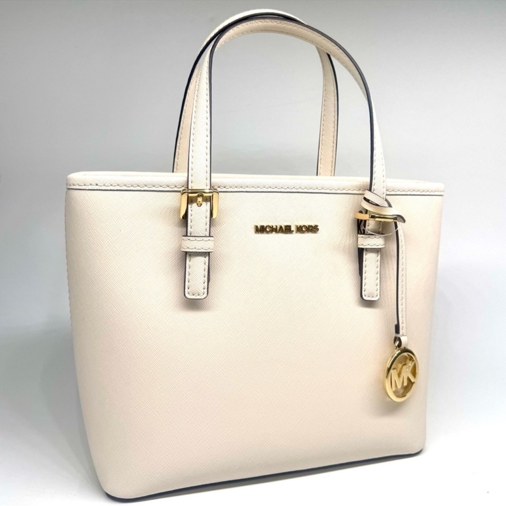 Michael Kors XS Jet Set Travel Top Zip Tote Bag Leather Light Cream - Picture 3 of 9